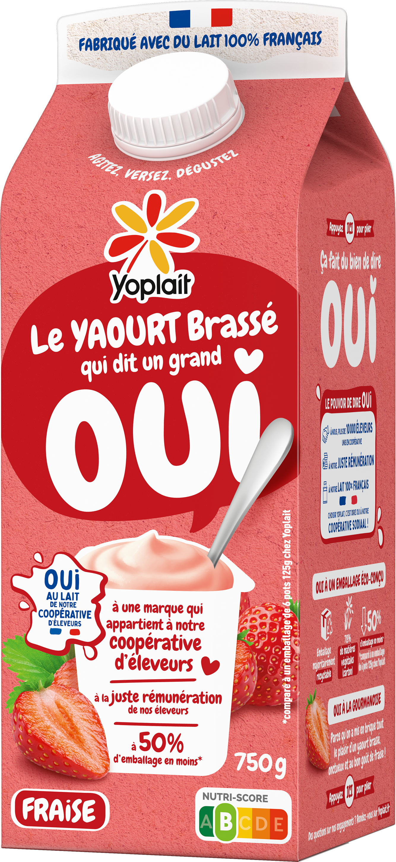 Yaourt brassé de la marque Yoplait en Brique goût fraise