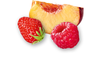 Pêche, fraise et cerise